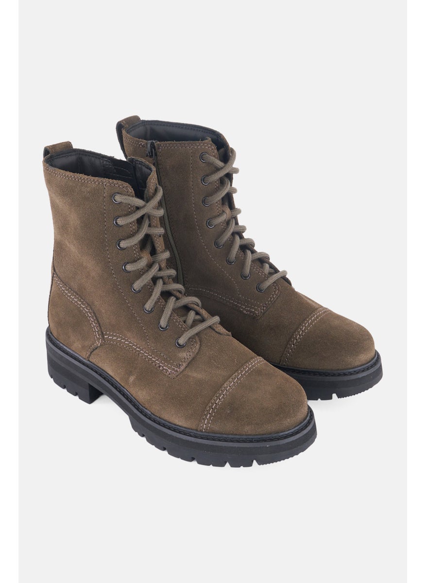 Women Orianna Lace Up Ankle Boots, Dark Olive
