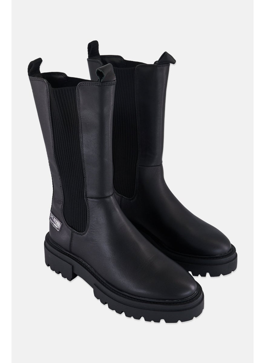 Women Ark In-Ny Slip On Mid Calf Boots, Black