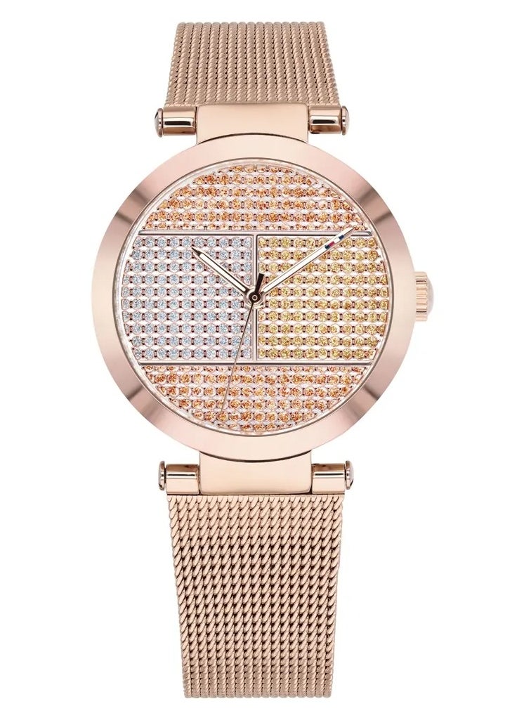 Tommy Hilfiger Women's Rose Gold Dial Stainless Steel Band Watch - 1781868