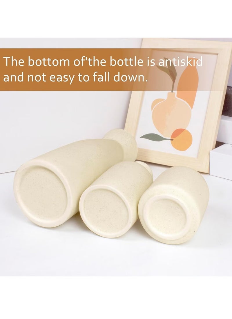 Ceramic Vase Set 3 Small Flower Vases for Modern Home Decor Decorative Vase for Pampas Grass and Dried Flowers Beige