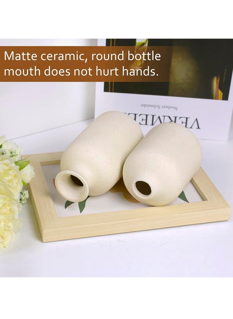 Ceramic Vase Set 3 Small Flower Vases for Modern Home Decor Decorative Vase for Pampas Grass and Dried Flowers Beige