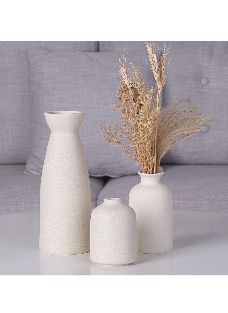Ceramic Vase Set 3 Small Flower Vases for Modern Home Decor Decorative Vase for Pampas Grass and Dried Flowers Beige
