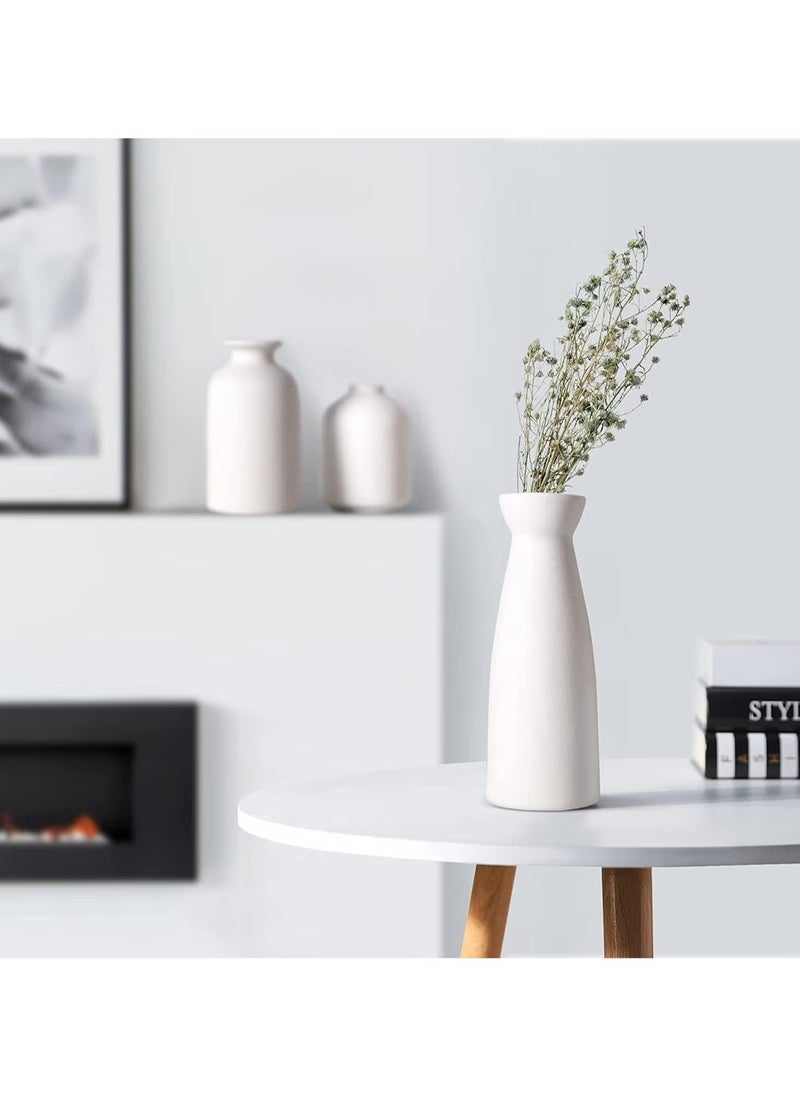 Ceramic Vase Set 3 Small Flower Vases for Modern Home Decor Decorative Vase for Pampas Grass and Dried Flowers White