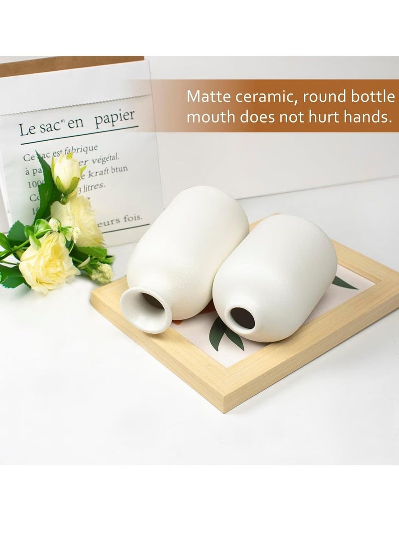 Ceramic Vase Set 3 Small Flower Vases for Modern Home Decor Decorative Vase for Pampas Grass and Dried Flowers White