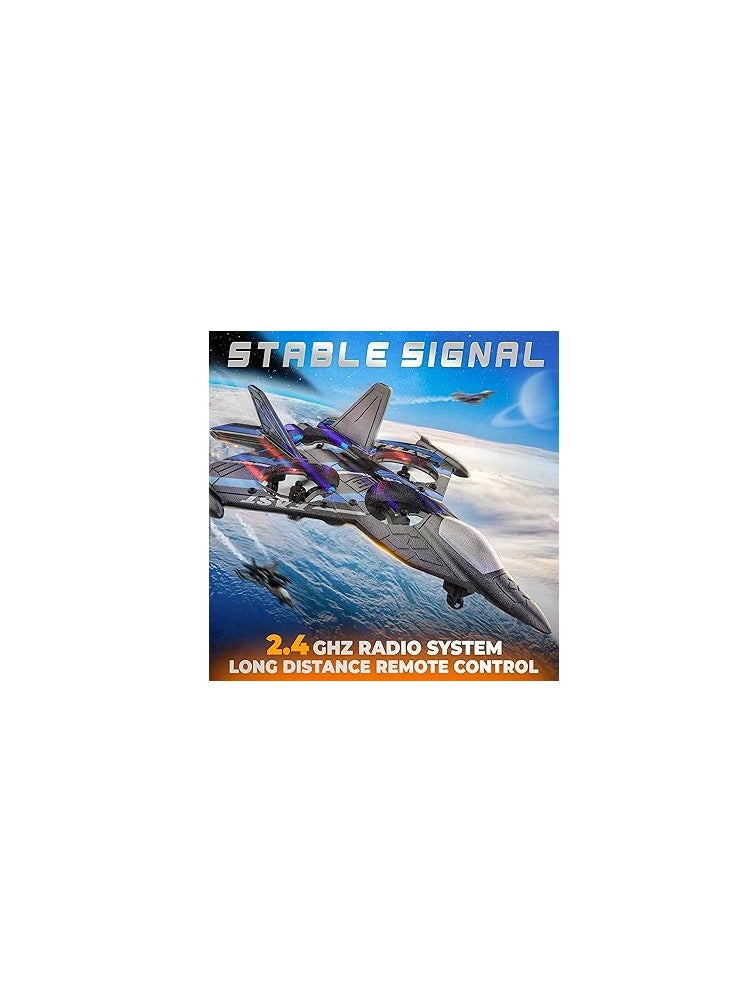 2.4GHz RC Floating Fighter Plane Quadcopter with 360° Stunts, LED Lights, USB Charging & One-Button 3D Roll - Perfect for Beginners, Kids & Adults