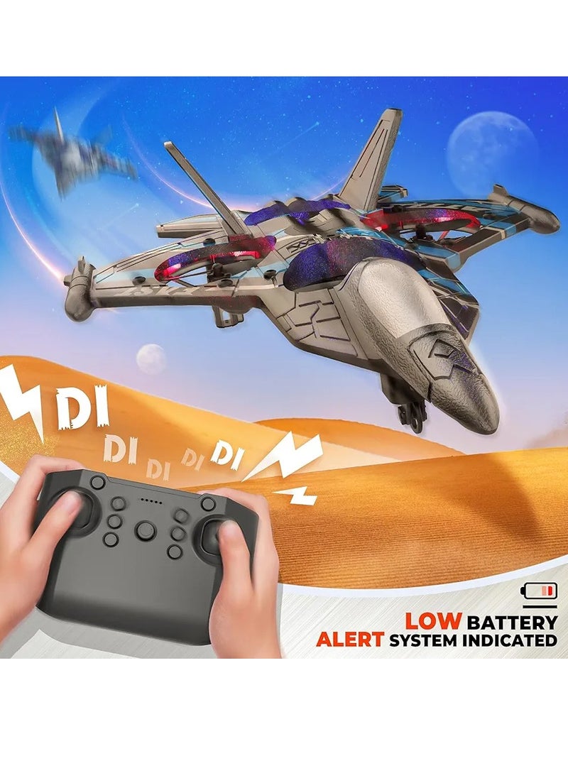 2.4GHz RC Floating Fighter Plane Quadcopter with 360° Stunts, LED Lights, USB Charging & One-Button 3D Roll - Perfect for Beginners, Kids & Adults