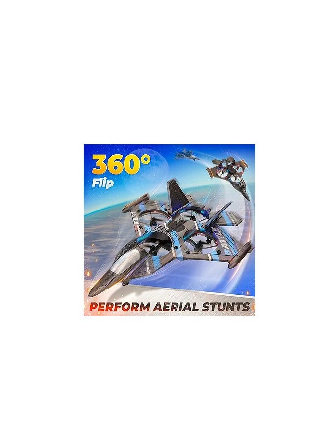2.4GHz RC Floating Fighter Plane Quadcopter with 360° Stunts, LED Lights, USB Charging & One-Button 3D Roll - Perfect for Beginners, Kids & Adults