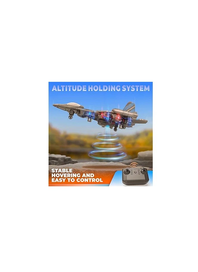 2.4GHz RC Floating Fighter Plane Quadcopter with 360° Stunts, LED Lights, USB Charging & One-Button 3D Roll - Perfect for Beginners, Kids & Adults