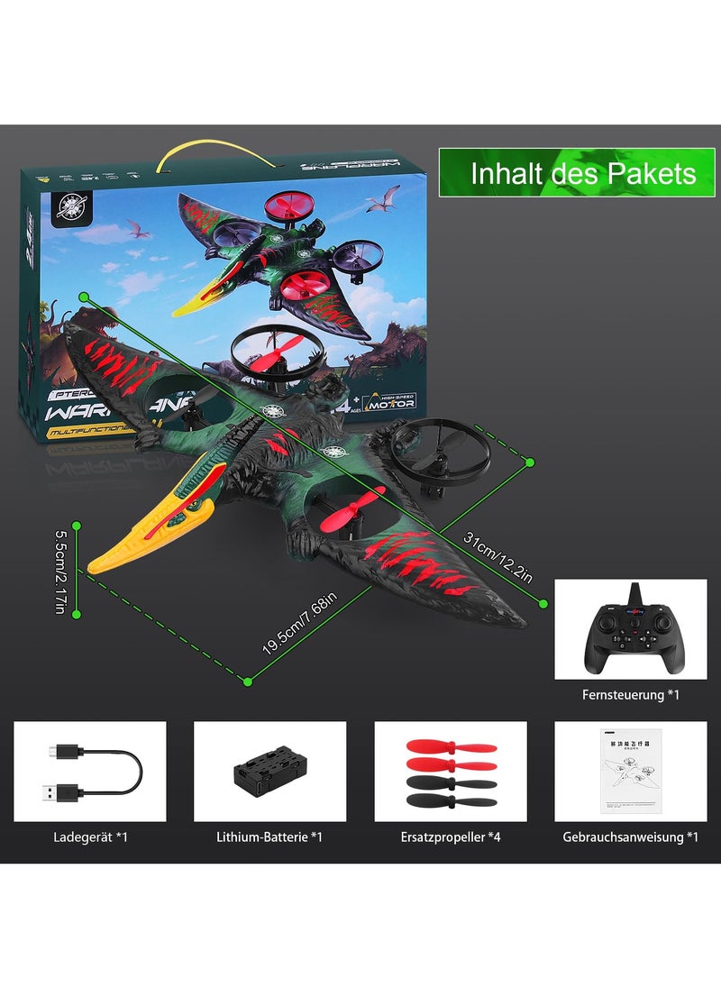 RC Aeroplane 2.4GHz Remote Controlled Aeroplane L0713 Quadcopter Floating Fighter Aircraft RC Aeroplane RTF for Beginners/Children/Adults, USB Charging, Green