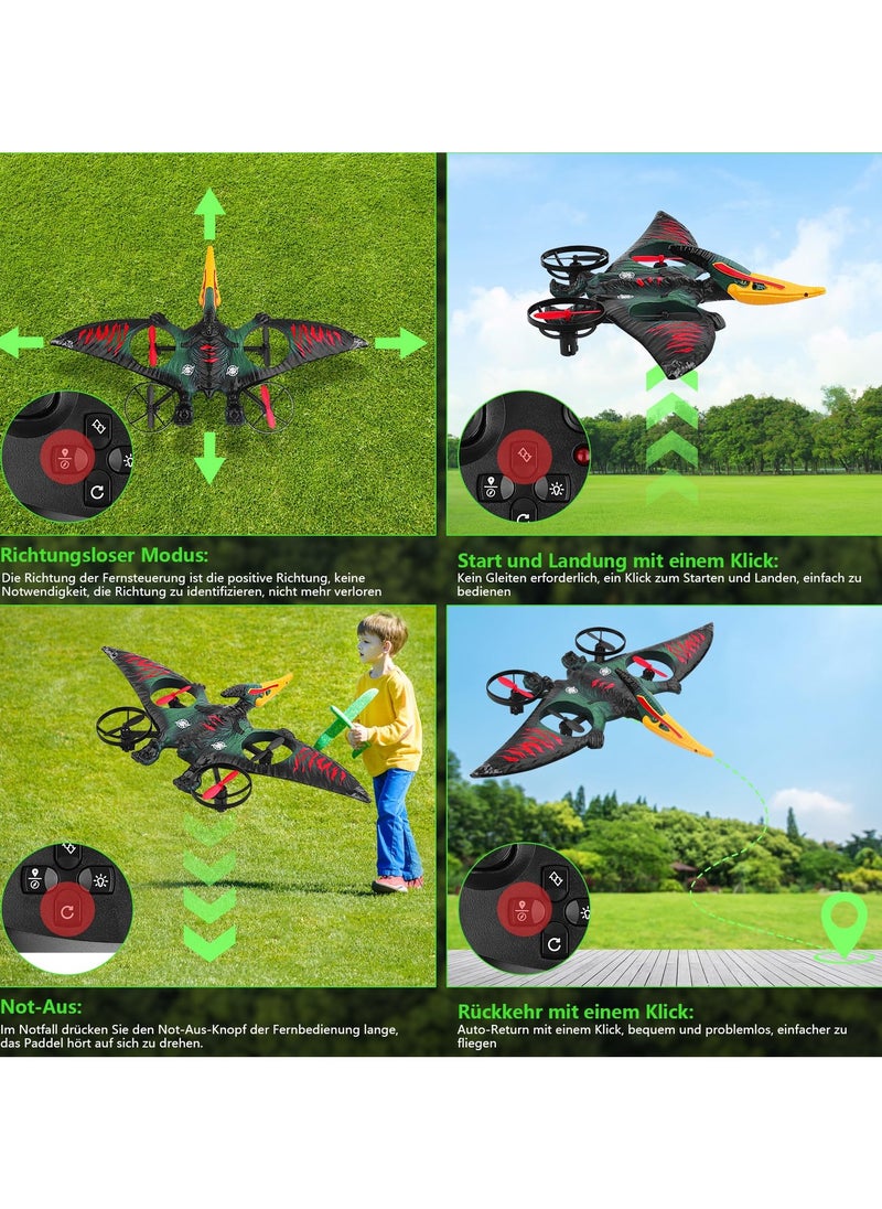 RC Aeroplane 2.4GHz Remote Controlled Aeroplane L0713 Quadcopter Floating Fighter Aircraft RC Aeroplane RTF for Beginners/Children/Adults, USB Charging, Green