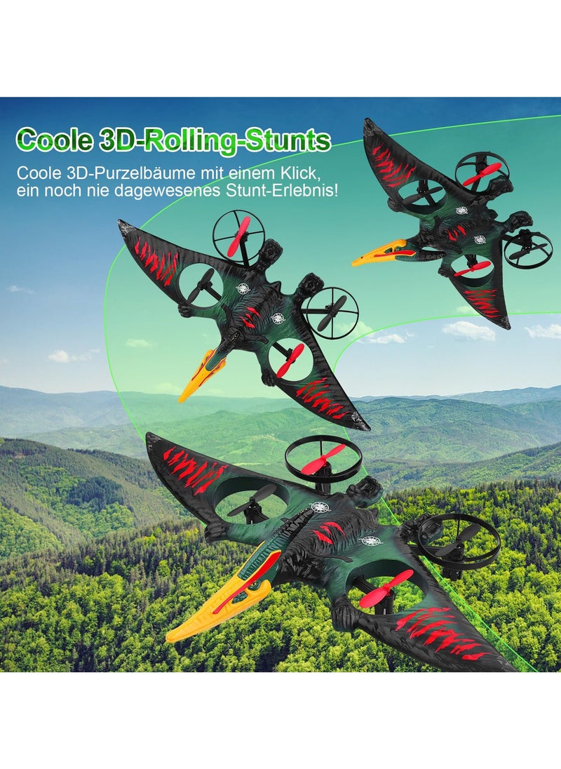 RC Aeroplane 2.4GHz Remote Controlled Aeroplane L0713 Quadcopter Floating Fighter Aircraft RC Aeroplane RTF for Beginners/Children/Adults, USB Charging, Green