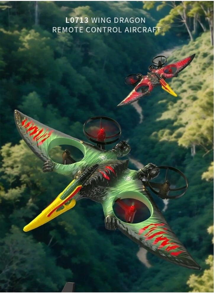 RC Aeroplane 2.4GHz Remote Controlled Aeroplane L0713 Quadcopter Floating Fighter Aircraft RC Aeroplane RTF for Beginners/Children/Adults, USB Charging, Green