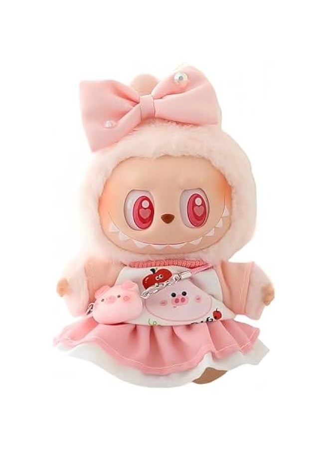 Labubu Clothes, labubu Outfit, Labubu Keychain Accessories, Cute Kawaii Fashion Skirt Overalls Set 4 Pieces for 15cm & 17cm Labubu, Hats Clothes for Labubu (No Doll)