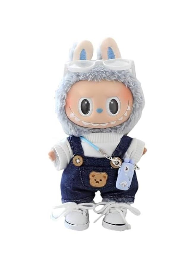 Labubu Clothes, labubu Outfit, Labubu Keychain Accessories, Cute Kawaii Fashion Overalls Set 5 Pieces for 15cm & 17cm Labubu, Hats Clothes for Labubu(No Doll)