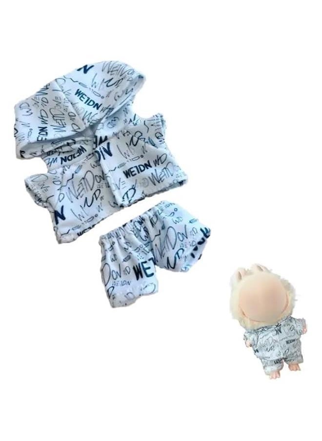 17cm labubu Doll Clothes Set for 17cm labubu Accessories Suit no Doll only Clothes 1top+1pants (Trendy Letter 2pc Set)