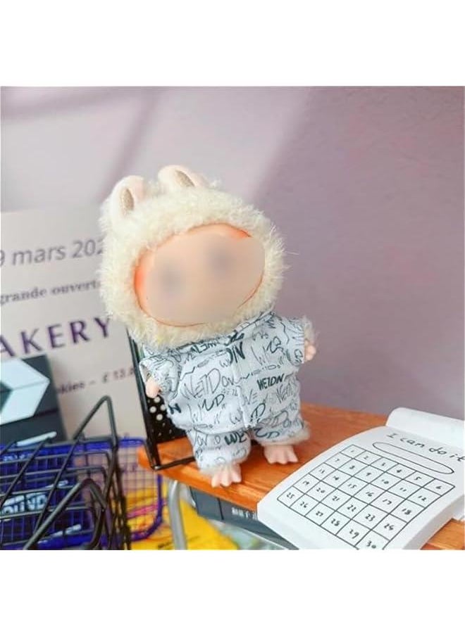 17cm labubu Doll Clothes Set for 17cm labubu Accessories Suit no Doll only Clothes 1top+1pants (Trendy Letter 2pc Set)