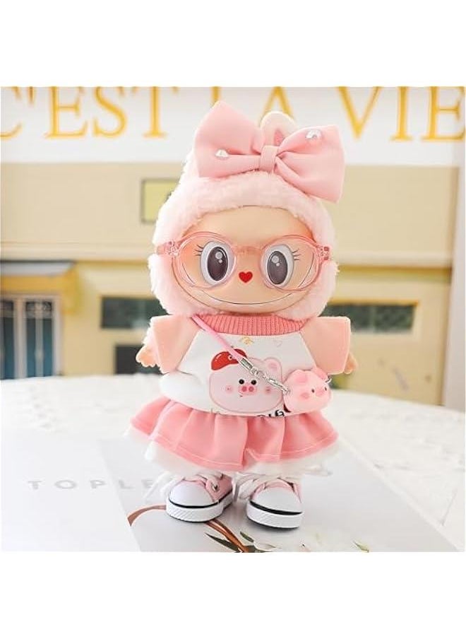Labubu Clothes, labubu Outfit, Labubu Keychain Accessories, Cute Kawaii Fashion Skirt Overalls Set 6 Pieces for 15cm & 17cm Labubu, Hats Clothes for Labubu (No Doll)