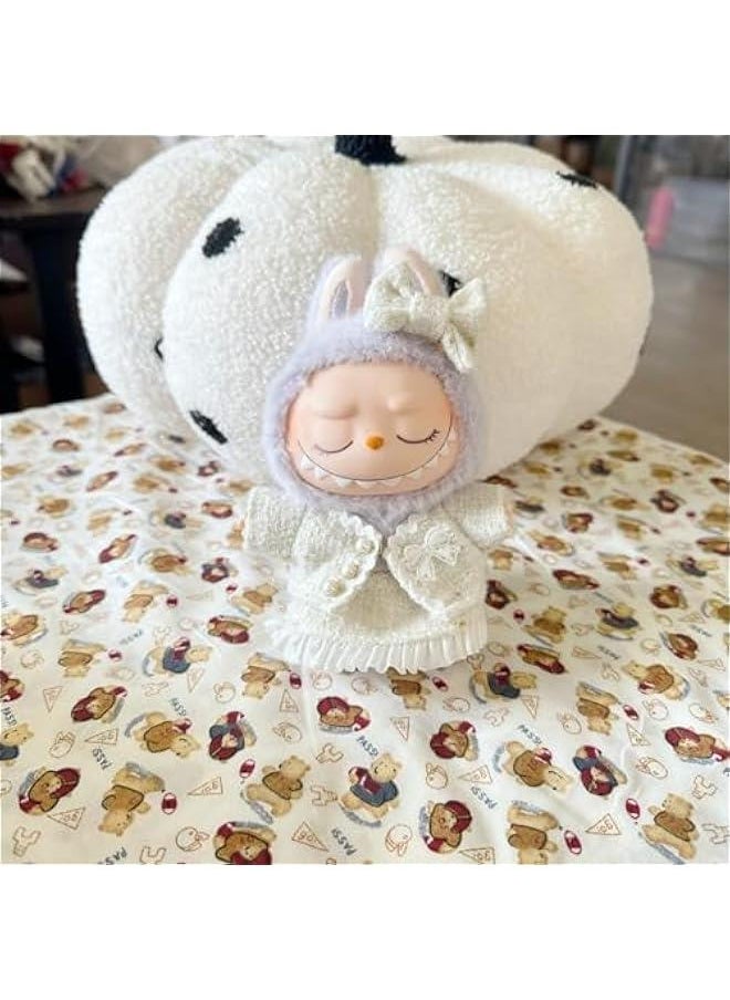 Labubu Clothes – 3-Piece Outfit Set for 17cm Labubu Dolls, Includes Dress, Skirt, and Bow, Perfect for Playtime & Collectors, Labubu Clothes for Doll Wardrobe (White)