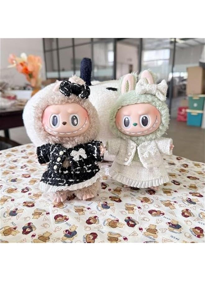 Labubu Clothes – 3-Piece Outfit Set for 17cm Labubu Dolls, Includes Dress, Skirt, and Bow, Perfect for Playtime & Collectors, Labubu Clothes for Doll Wardrobe (White)