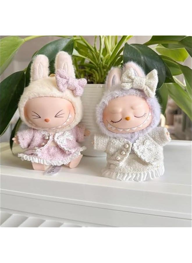 Labubu Clothes – 3-Piece Outfit Set for 17cm Labubu Dolls, Includes Dress, Skirt, and Bow, Perfect for Playtime & Collectors, Labubu Clothes for Doll Wardrobe (Pink)
