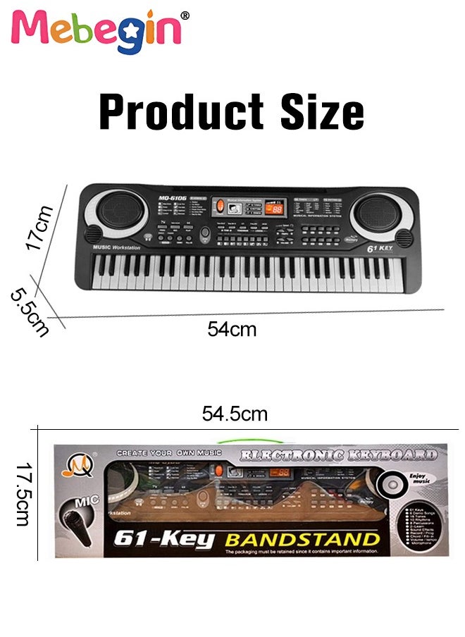 61 Keyboard Multifunction Electronic Piano Toy with Microphone Portable Record Function Musical Instrument Toy Include 6 Demos 8 Sounds Educational Learning Toy for Boys Girls Birthday Gifts