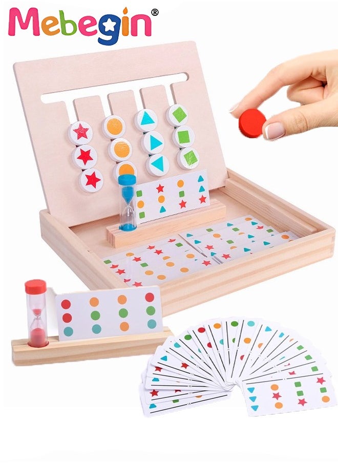 Montessori Slide Puzzle Set, Wooden Color Shape Sorting Game, Wooden Stacking Sequencing Toys Set for Early Learning, Preschool Learning Toys with Easy-grip Shape and Intuitive Design, Logic Game fo