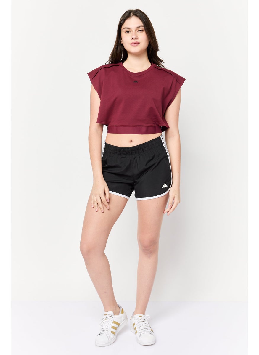 Women Sportswear Fit Cap Sleeve Training Crop Top, Maroon
