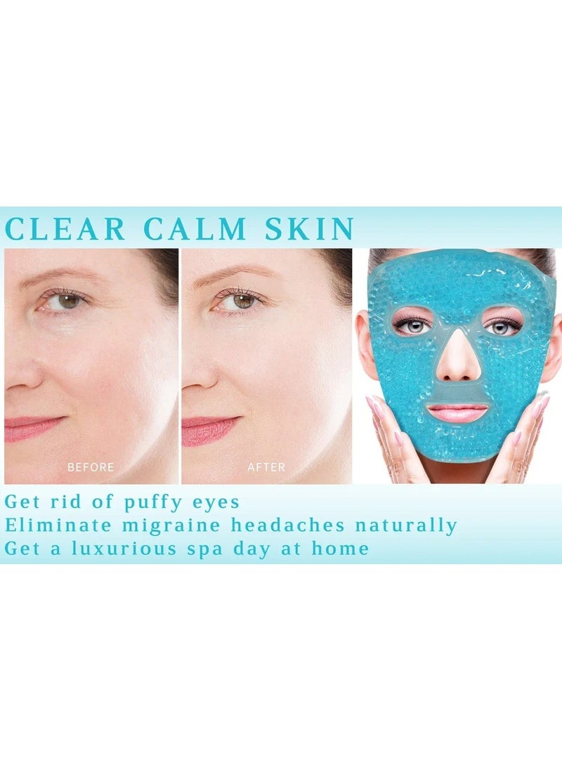 SPA Ice Cold and Hot Heat Full Face Eye Mask Sleeping Ice Pack Reduce Face Puff Dark Circles Gel Beads Compress for Woman
