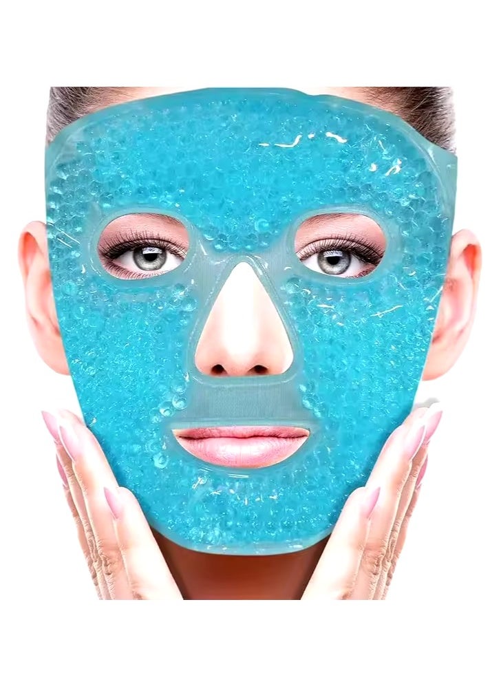 SPA Ice Cold and Hot Heat Full Face Eye Mask Sleeping Ice Pack Reduce Face Puff Dark Circles Gel Beads Compress for Woman