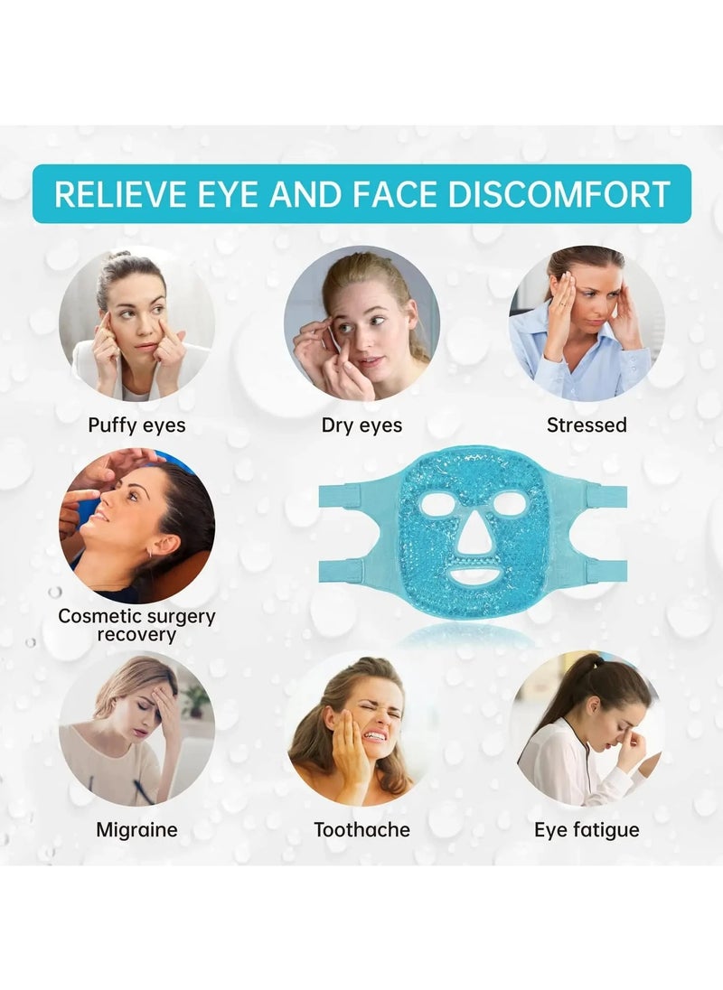 SPA Ice Cold and Hot Heat Full Face Eye Mask Sleeping Ice Pack Reduce Face Puff Dark Circles Gel Beads Compress for Woman