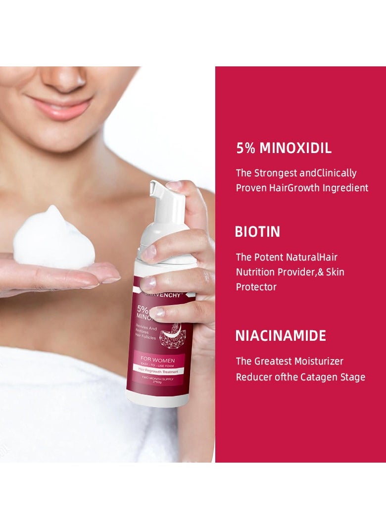 Minoxidil Foam for Women Hair Growth: 5% Minoxidil as Women's Hair Loss Treatments and Hair Thickening Products, 2 Pack