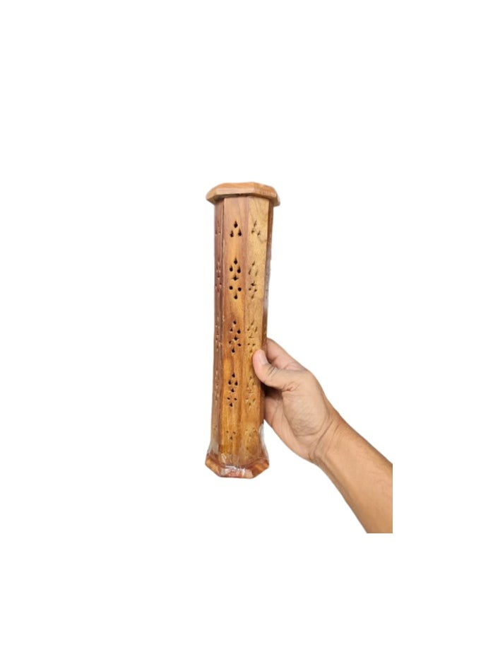 Wooden Agarbatti Stand with Ash Catcher & Dhoop Stick Holder – Handcrafted Incense Holder for Home, Office, Temple Décor & Diwali Decoration – Wooden Incense Burner Tray
