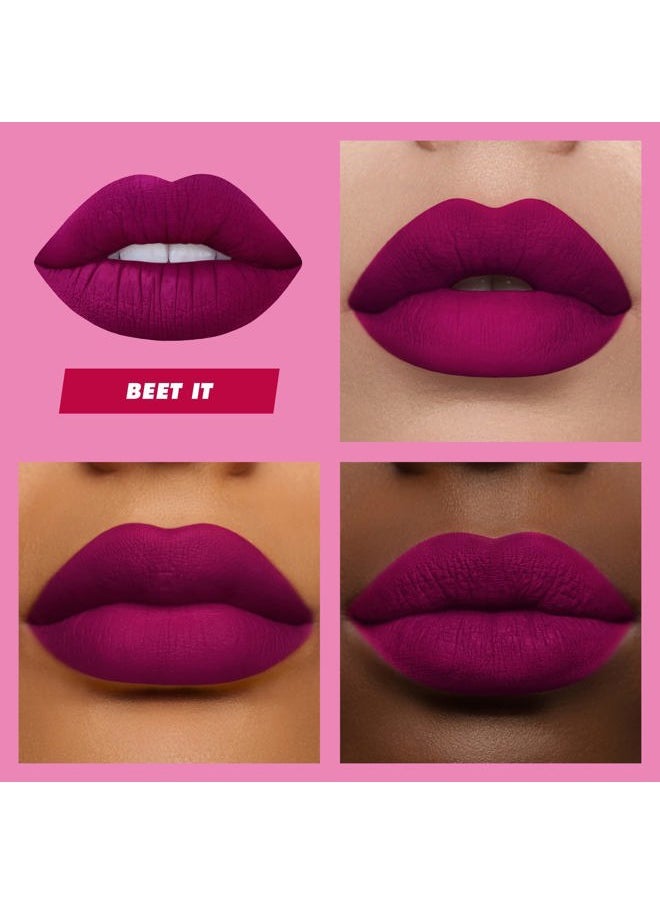 Velvetines Liquid Matte Lipstick, Feelins (Deepest True Red) - Bold, Long Lasting Shades & Lip Lining - Stellar Color & High Comfort for All-Day Wear - Talc-Free & Paraben-Free