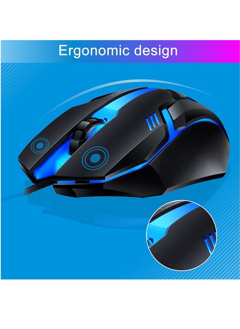 Waterproof Rainbow Keyboard with Rainbow Backlight USB Wired Game Keyboard - Light Leopard G21 Wired USB Lighting Game Mouse and Keyboard (Keyboard+Mouse - - Black)