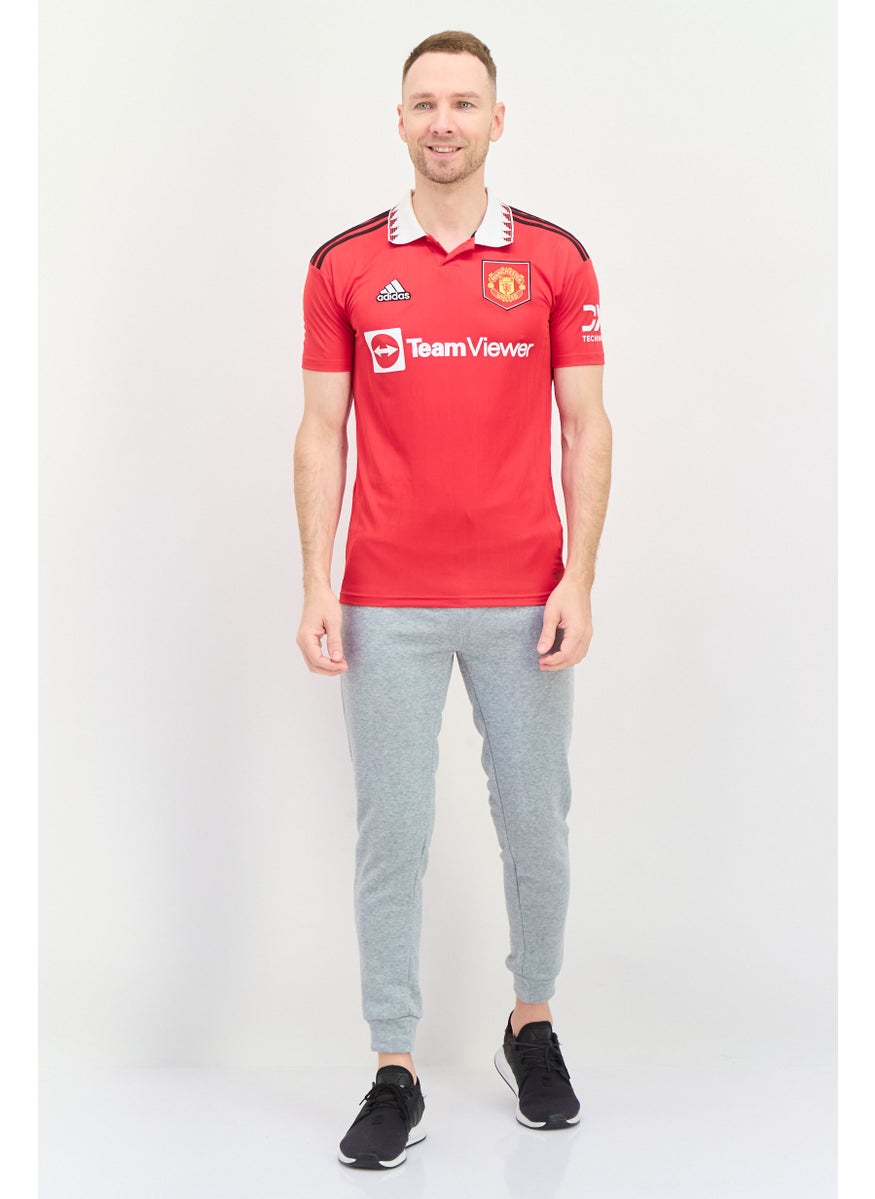 Men Sportswear Fit Short Sleeve Football Polo Shirt, Red Combo