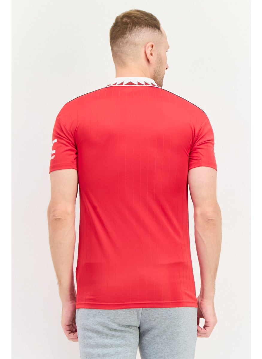 Men Sportswear Fit Short Sleeve Football Polo Shirt, Red Combo