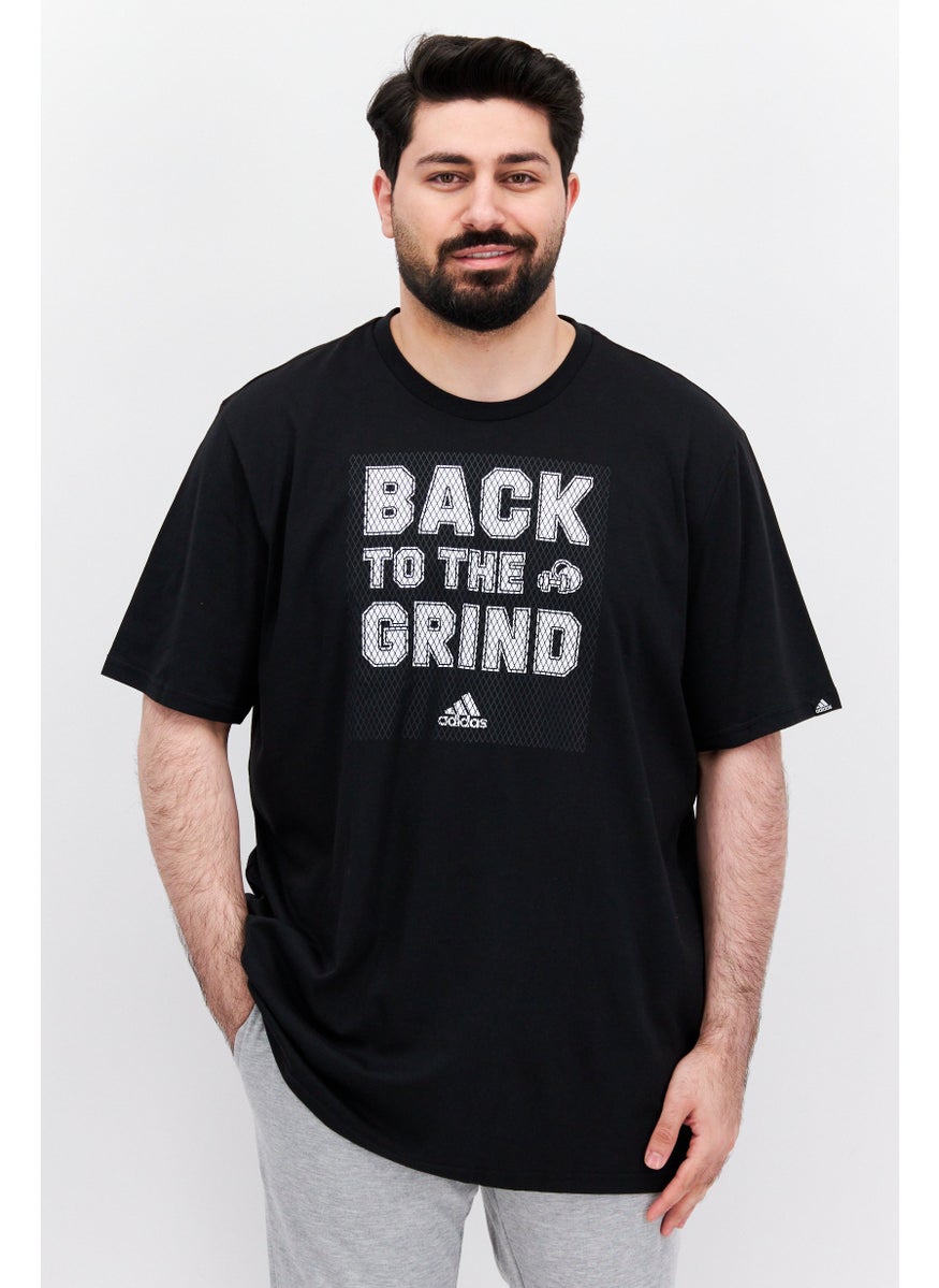 Men Sportswear Fit Short Sleeve Outdoor T Shirt, Black/White