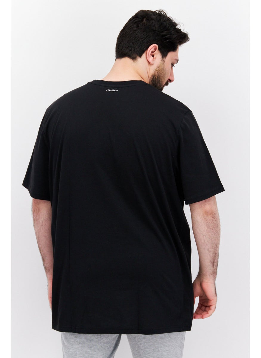 Men Sportswear Fit Short Sleeve Outdoor T Shirt, Black/White