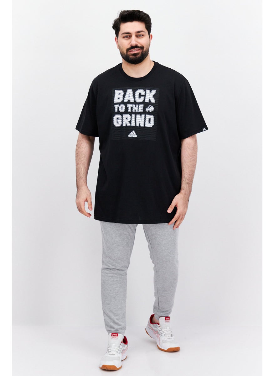 Men Sportswear Fit Short Sleeve Outdoor T Shirt, Black/White
