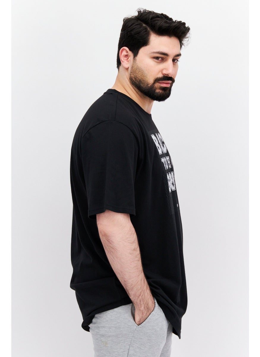 Men Sportswear Fit Short Sleeve Outdoor T Shirt, Black/White
