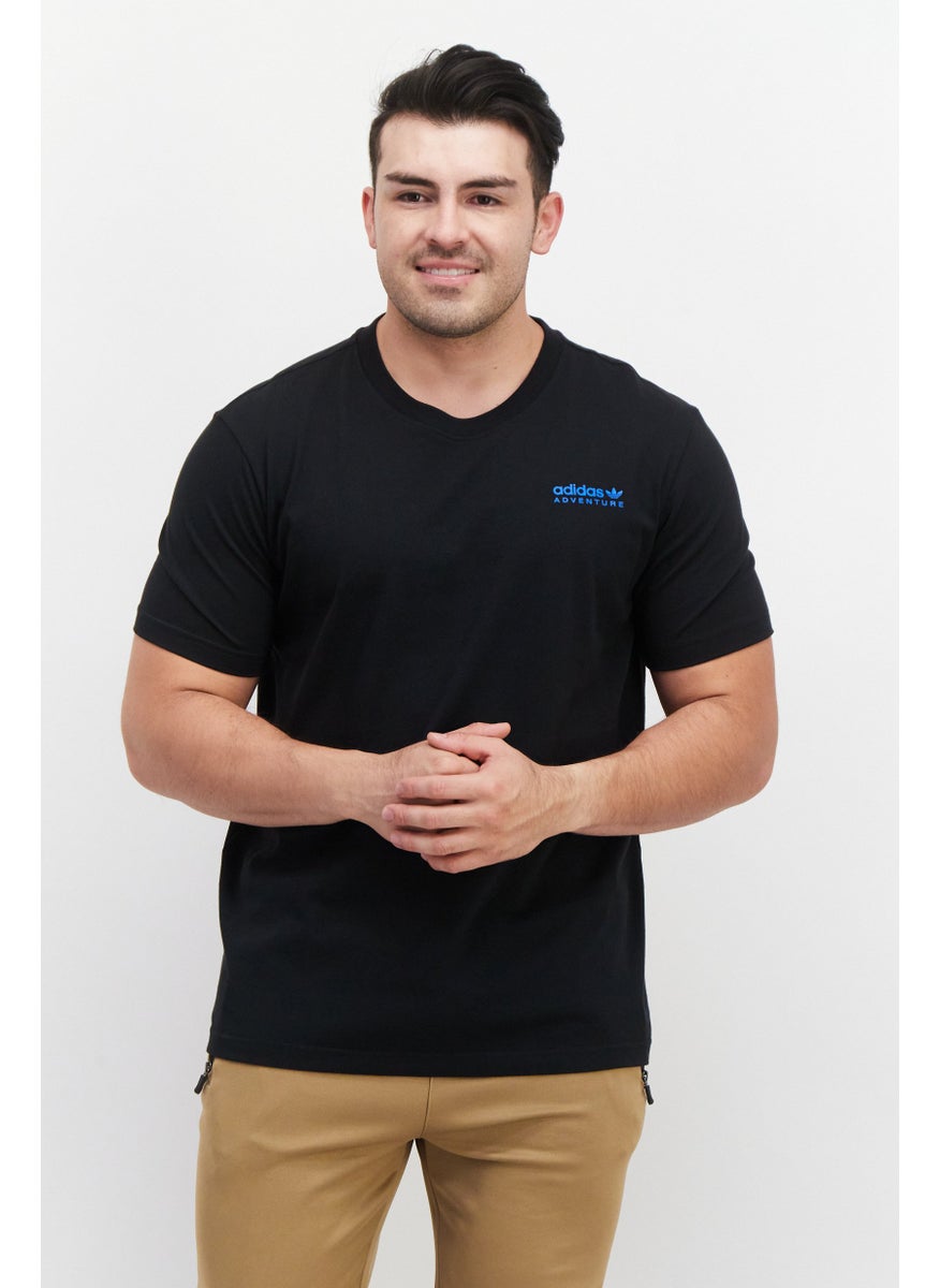 Men Sportswear Fit Brand Logo T Shirt, Black