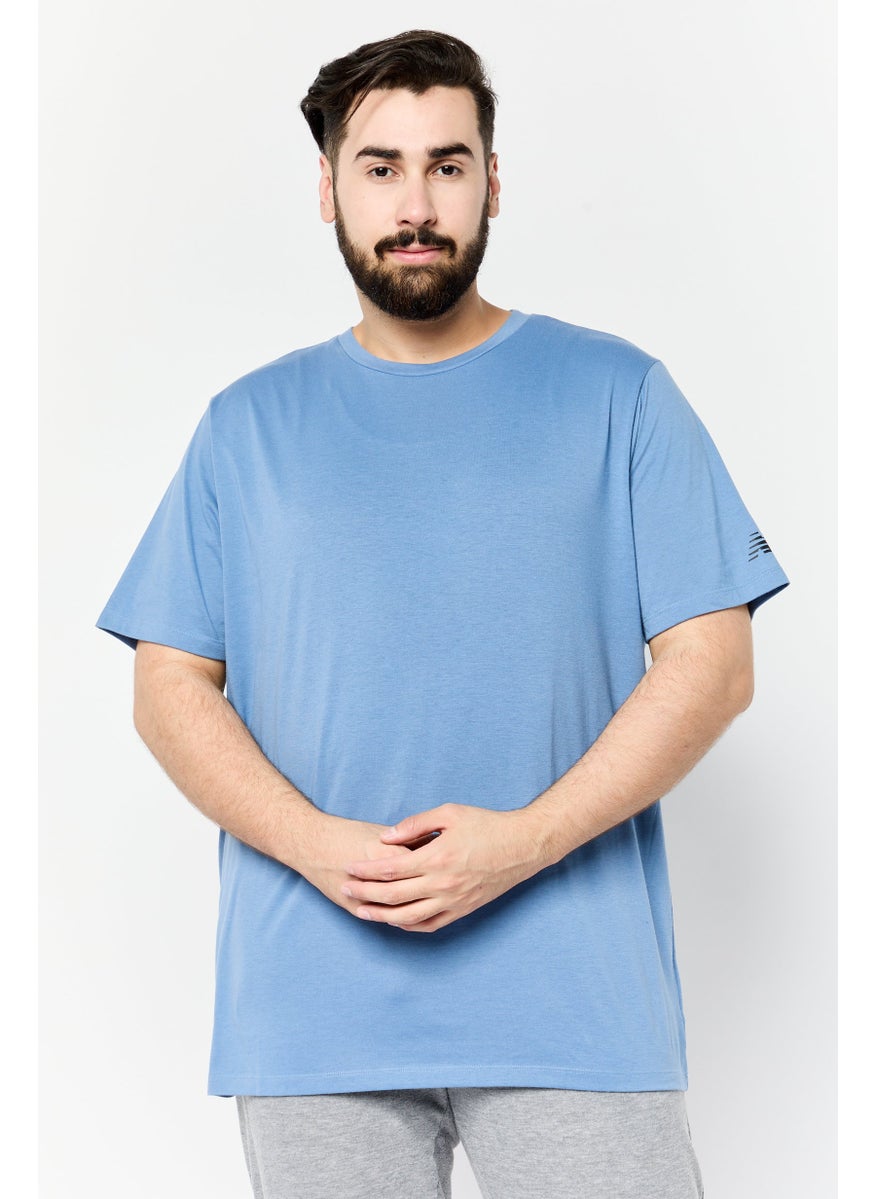 Men Sportswear Fit Short Sleeve Outdoor T-Shirt, Slate Blue