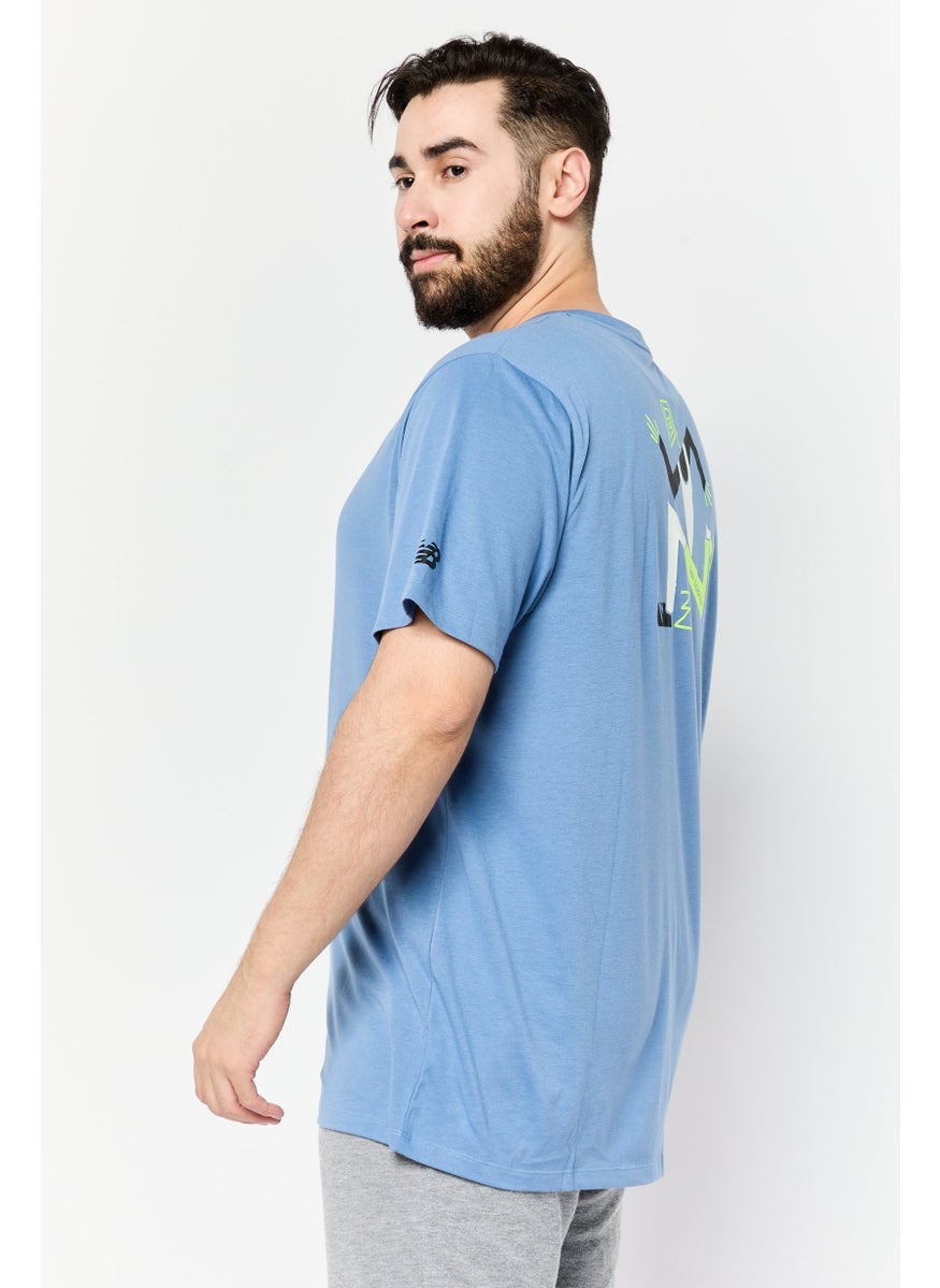 Men Sportswear Fit Short Sleeve Outdoor T-Shirt, Slate Blue