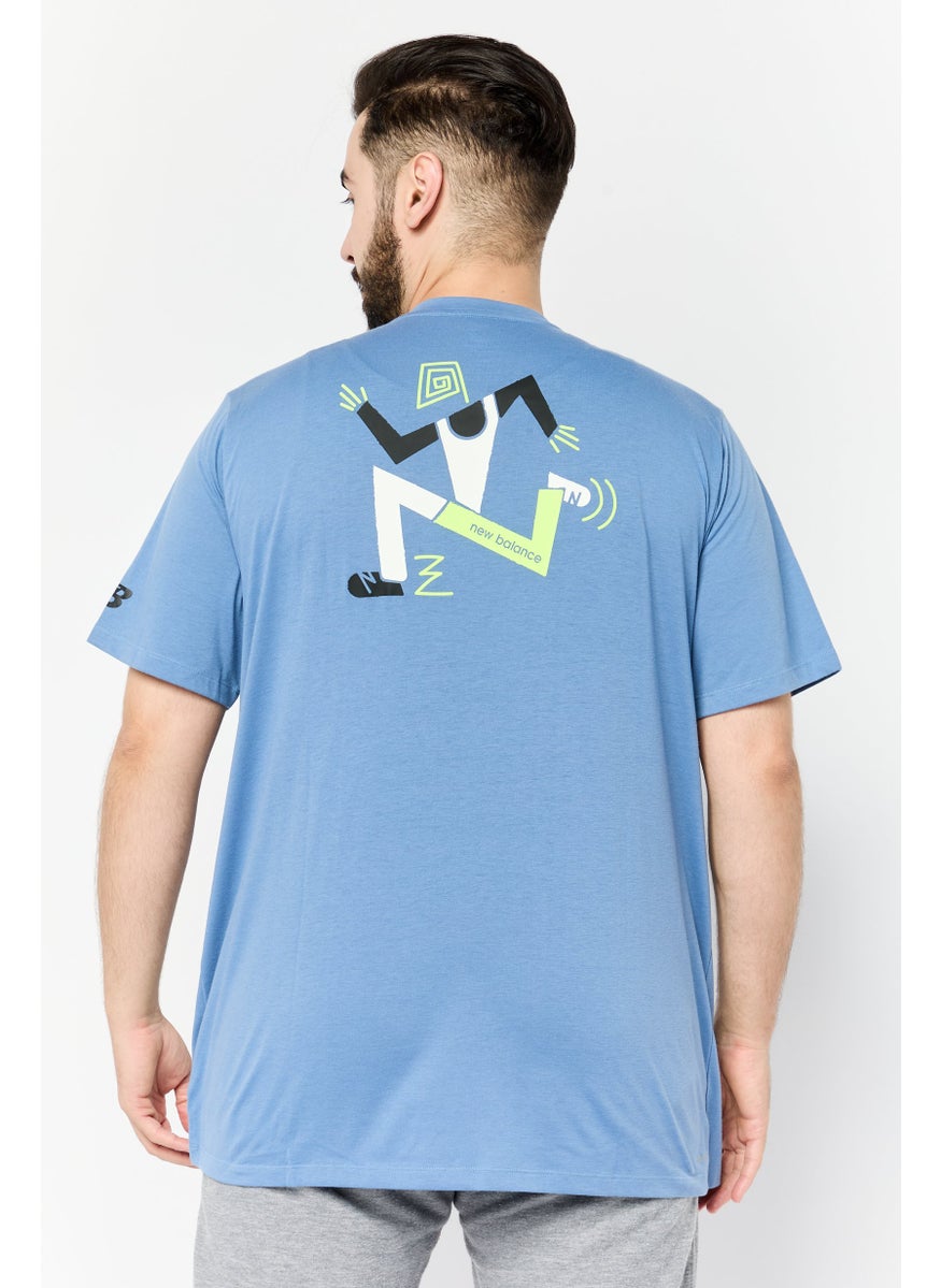 Men Sportswear Fit Short Sleeve Outdoor T-Shirt, Slate Blue