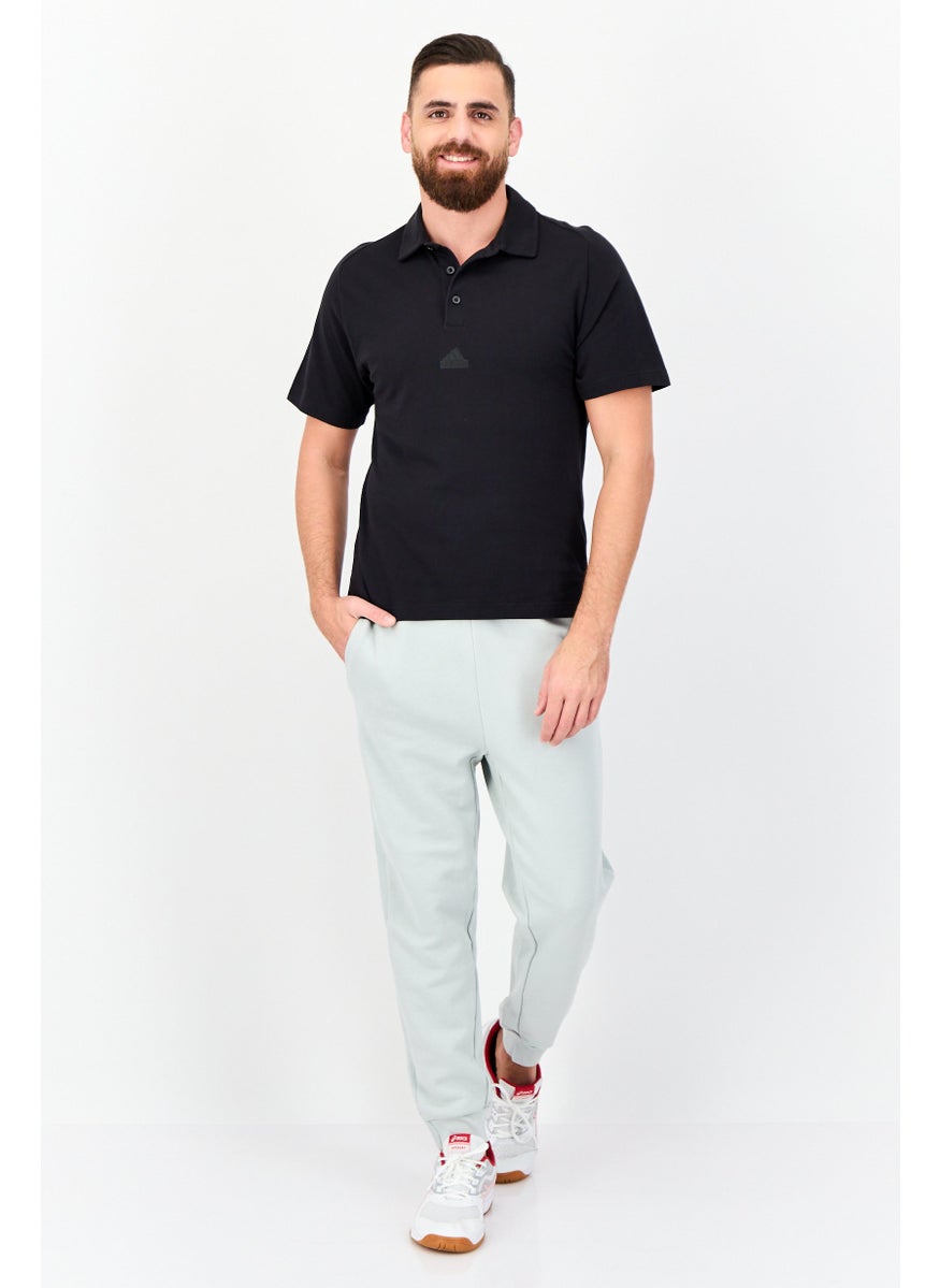 Men Sportswear Fit Short Sleeves Outdoor Polo Shirt, Black