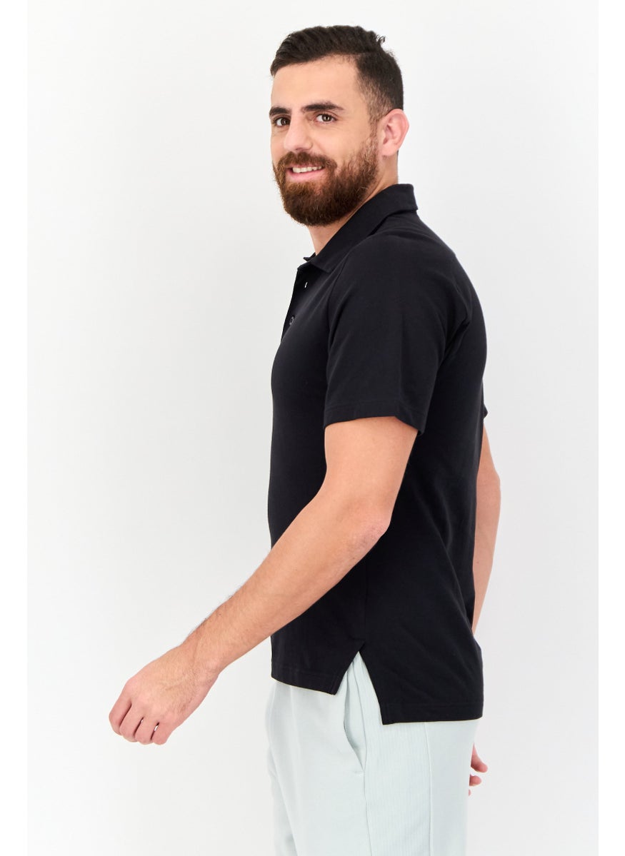 Men Sportswear Fit Short Sleeves Outdoor Polo Shirt, Black