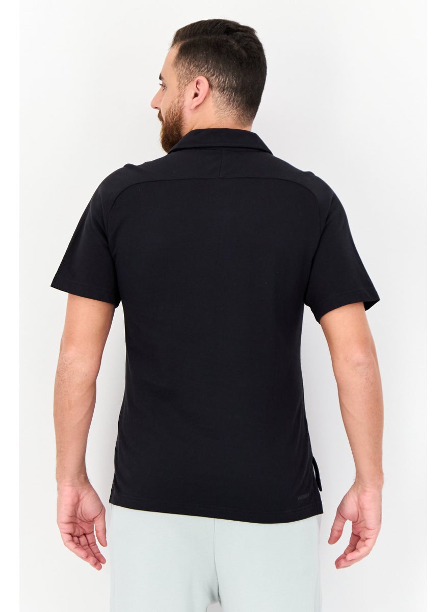Men Sportswear Fit Short Sleeves Outdoor Polo Shirt, Black