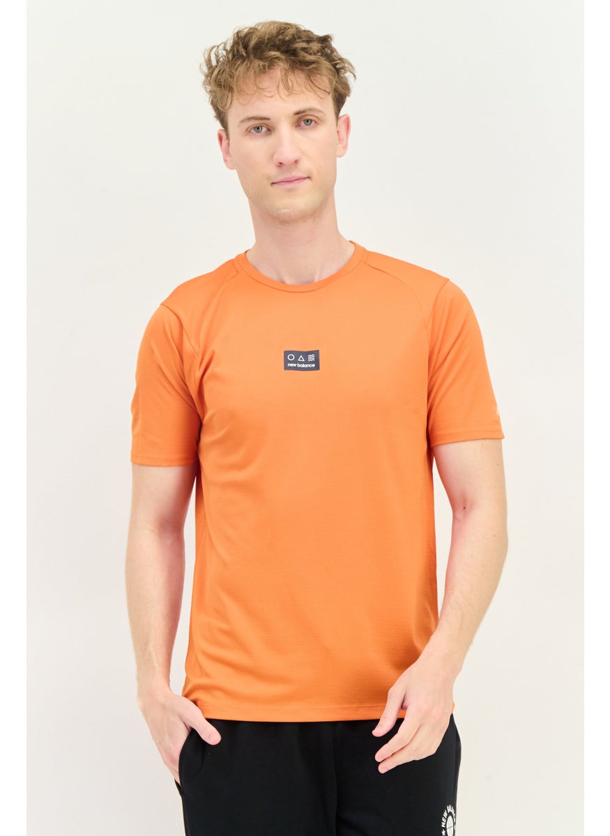 Men Athletic Fit Short Sleeves Running T-Shirt, Orange