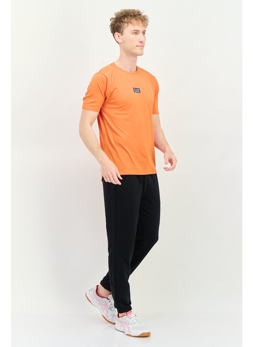 Men Athletic Fit Short Sleeves Running T-Shirt, Orange