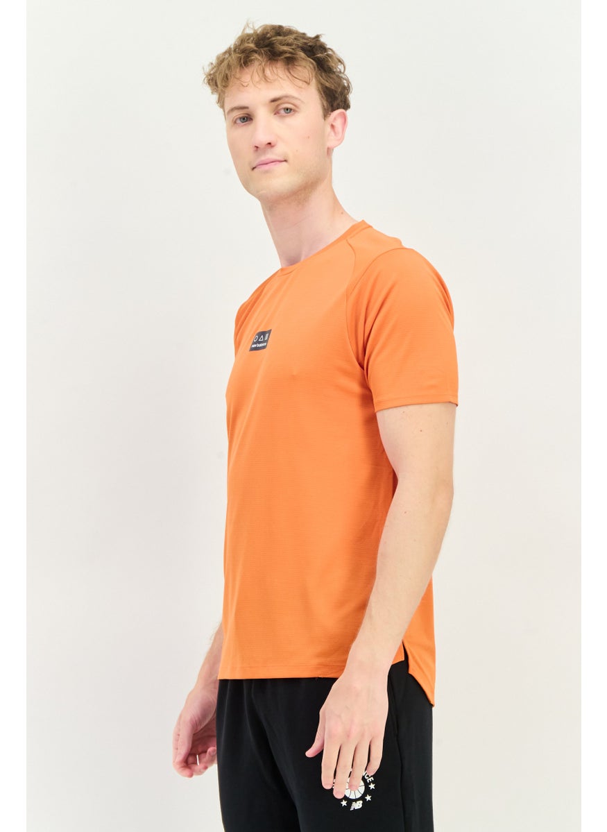 Men Athletic Fit Short Sleeves Running T-Shirt, Orange